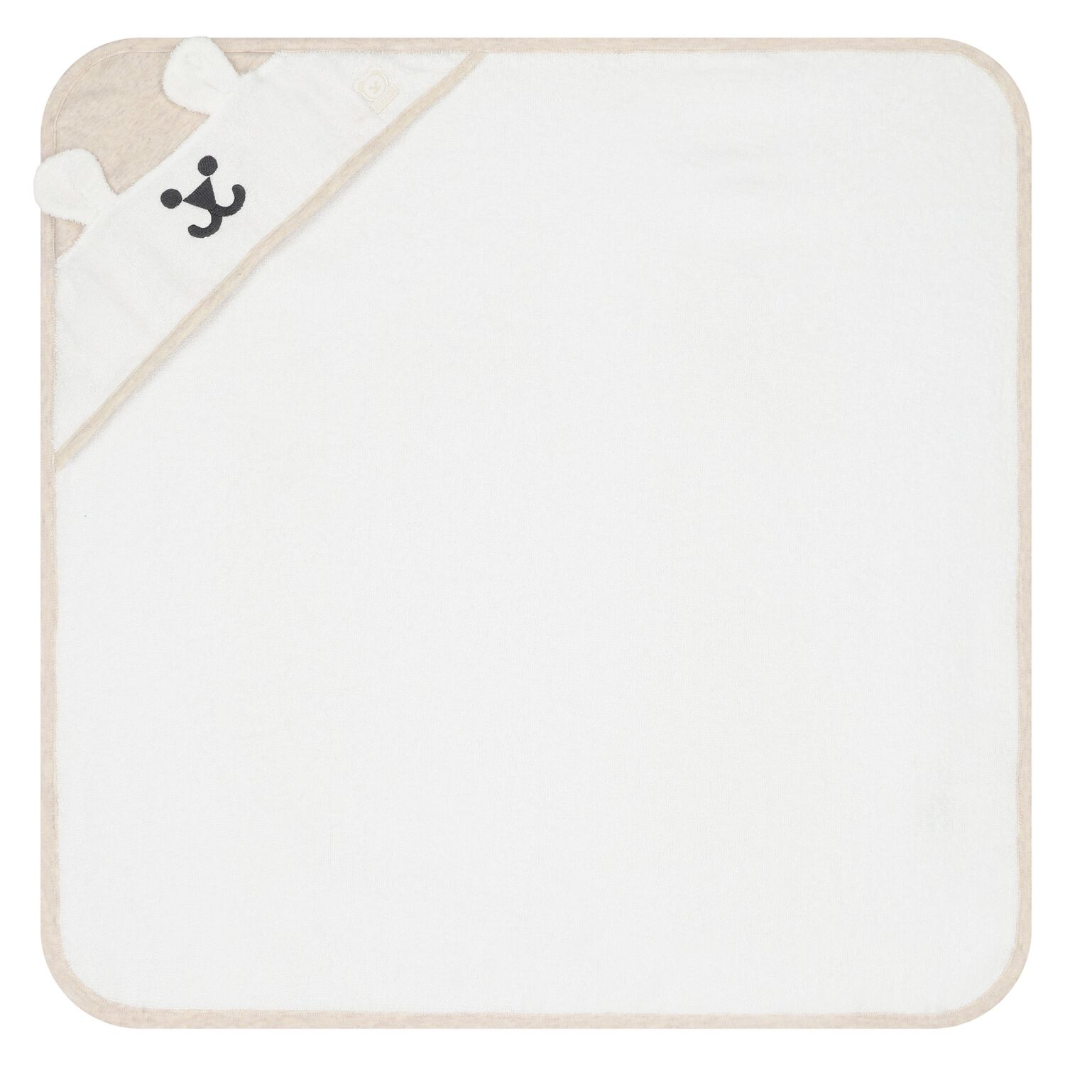 White & Beige Logo Hooded Baby Towel, 1, hi-res image number null