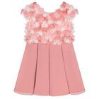 Girls Pink Flower Dress, 1, hi-res