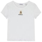 Girls White Thomas Bear Logo T-Shirt, 1, hi-res