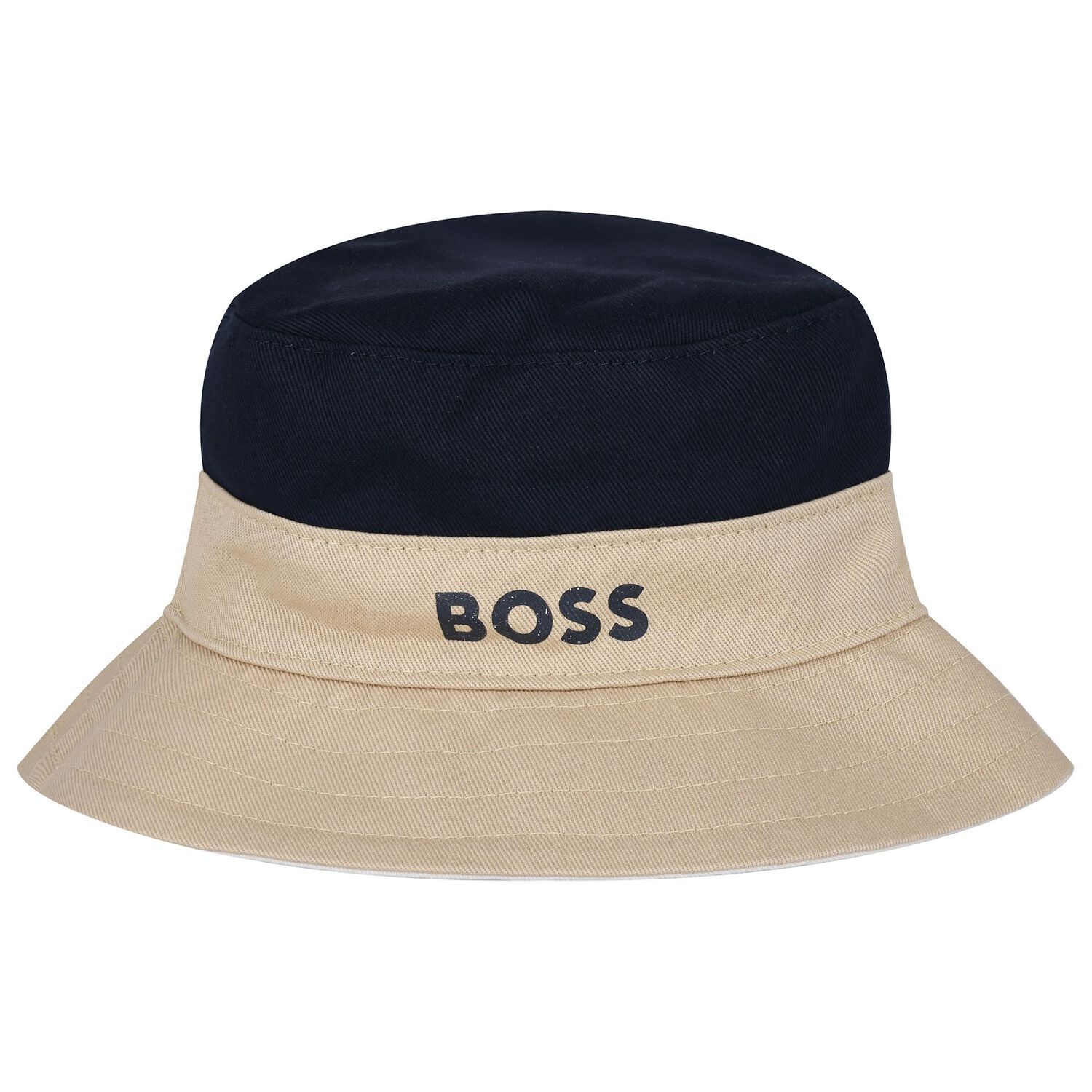 قبعة اولاد قابلة للعكس بالشعار باللون البيج والأزرق الداكن والأبيض للأطفال, 1, hi-res