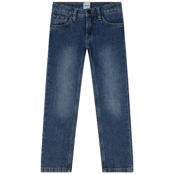 Boys Blue Denim Logo Jeans