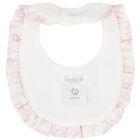 Baby Girls Ivory & Pink Ruffled Bib, 1, hi-res