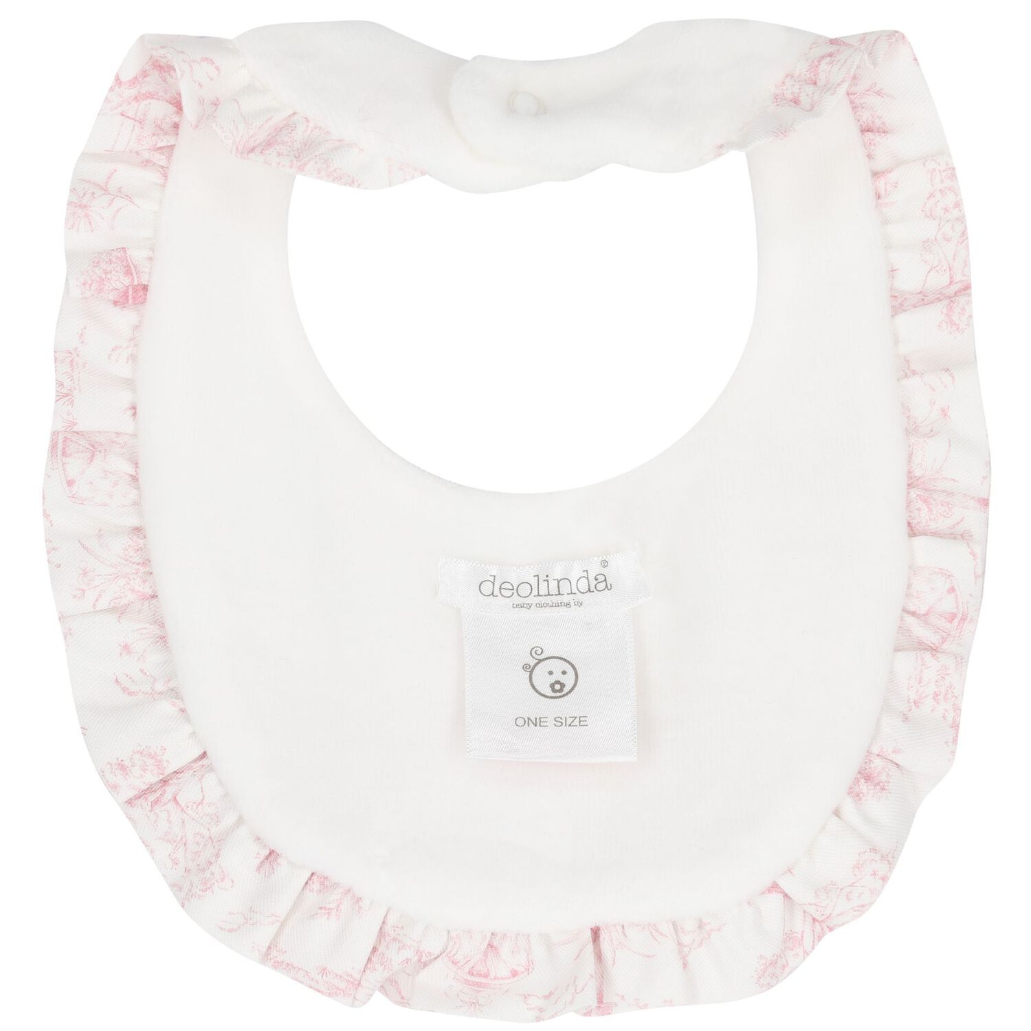 Baby Girls Ivory & Pink Ruffled Bib, 1, hi-res
