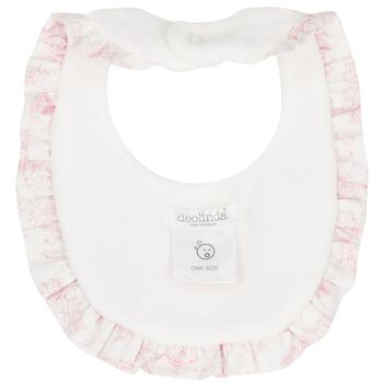 Baby Girls Ivory & Pink Ruffled Bib
