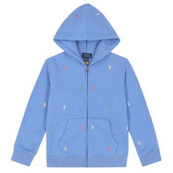 Boys Blue Logo Zip-Up Top