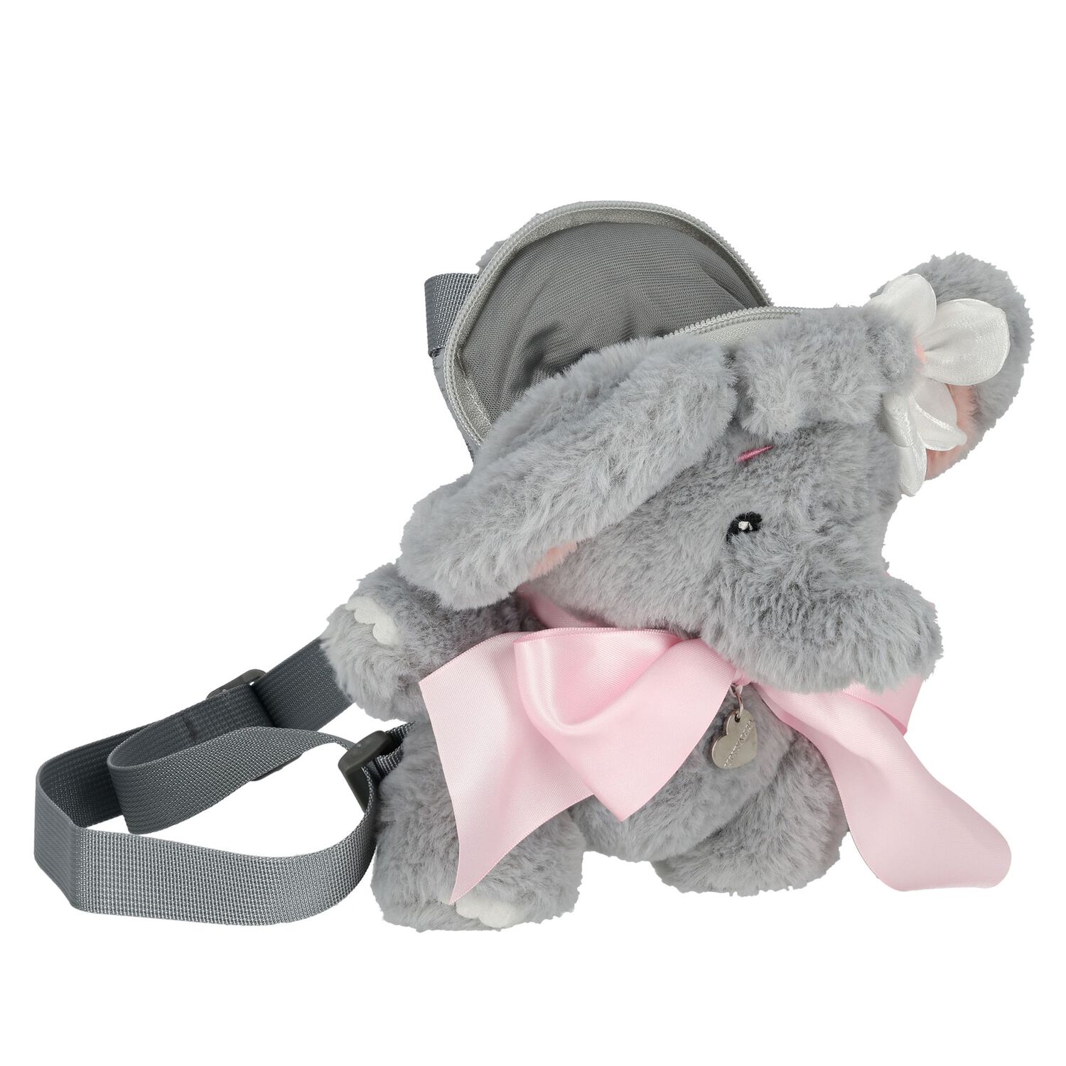 Girls Grey & Pink Elephant Backpack, 1, hi-res image number null