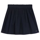 Girls Navy Blue Broderie Anglaise Skirt, 1, hi-res