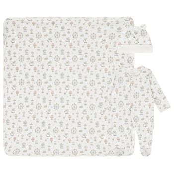 White Carousel & Hot Air Balloon Babygrow Gift Set