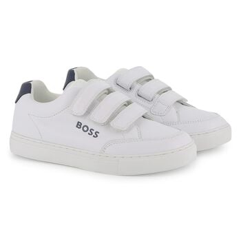 Boys White Logo Trainers