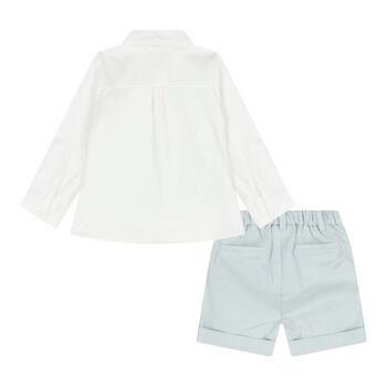 Baby Boys White & Blue Shorts Set