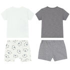 Baby Boys White & Grey Shorts Set (4 Piece), 1, hi-res