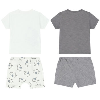 Baby Boys White & Grey Shorts Set (4 Piece)