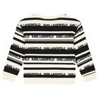 Boys Ivory & Black Logo Striped Sweatshirt, 1, hi-res