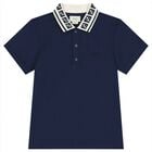 Boys Navy Logo Polo Shirt, 1, hi-res