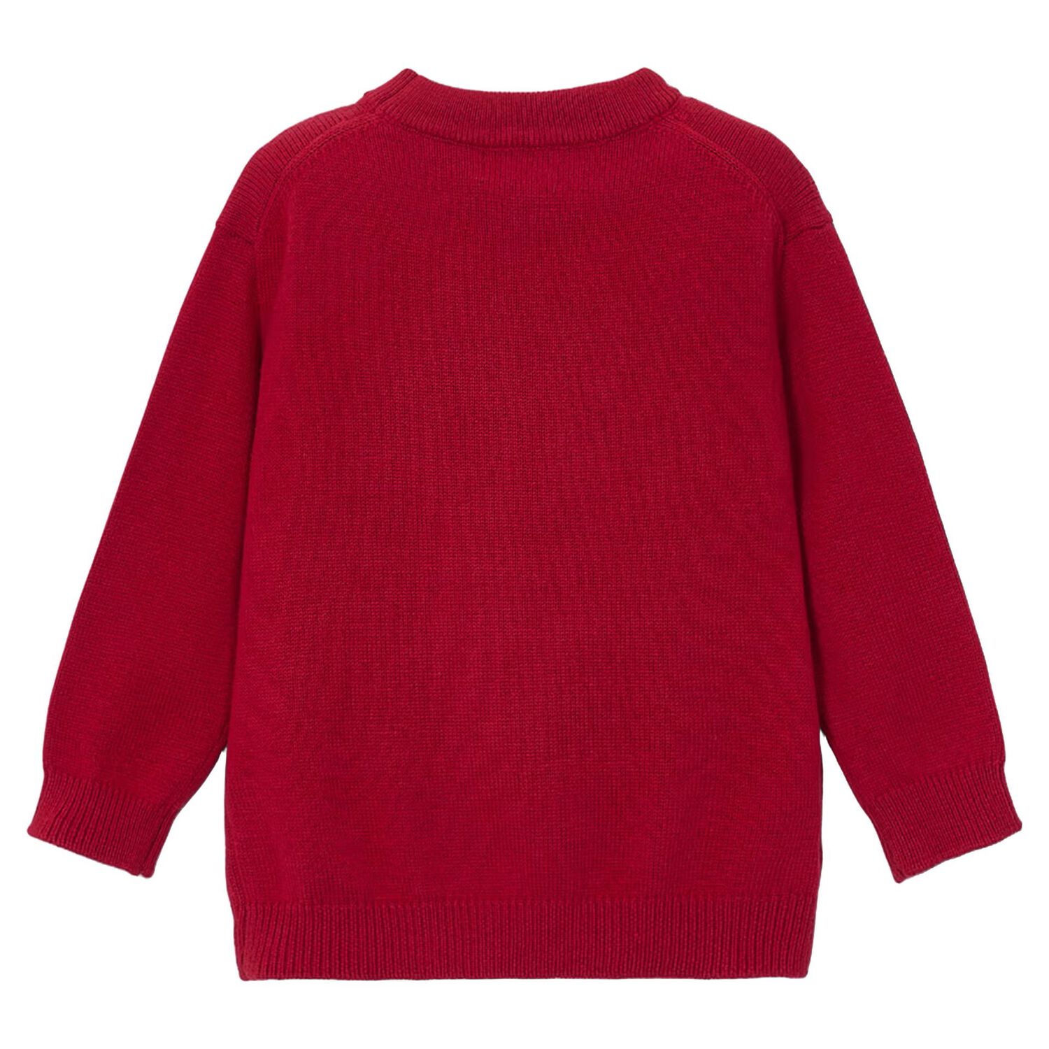 Boys Red Teddy Bear Knitted Jumper, 2, hi-res