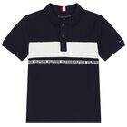 Boys Navy Blue Logo Polo Shirt, 2, hi-res