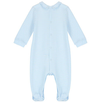 Baby Boys Blue & White Striped Babygrow