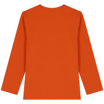 Boys Orange Logo Long Sleeve Top