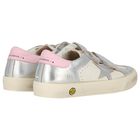 Girls Ivory & Silver Logo Trainers, 1, hi-res