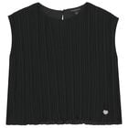 Girls Black Pleated Top, 2, hi-res