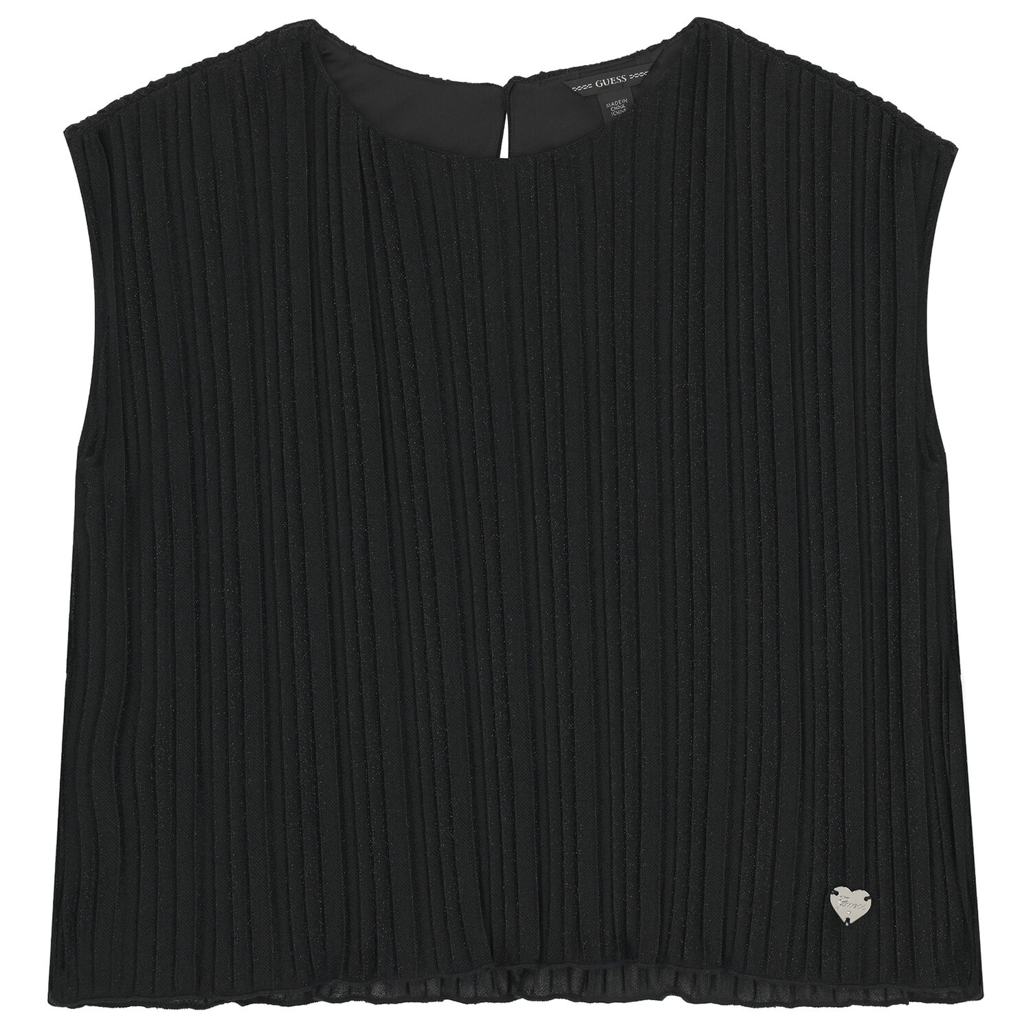 Girls Black Pleated Top, 2, hi-res