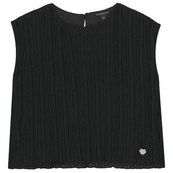Girls Black Pleated Top