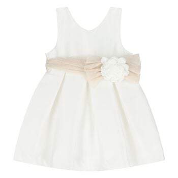Younger Girls White Satin Dress