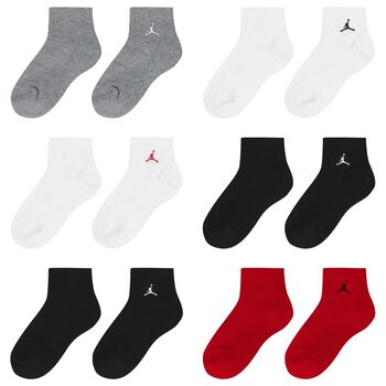 Red, White & Black Jordan Logo Socks ( 6-Pack )