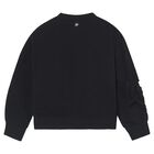 Girls Black Bow Sweatshirt, 1, hi-res