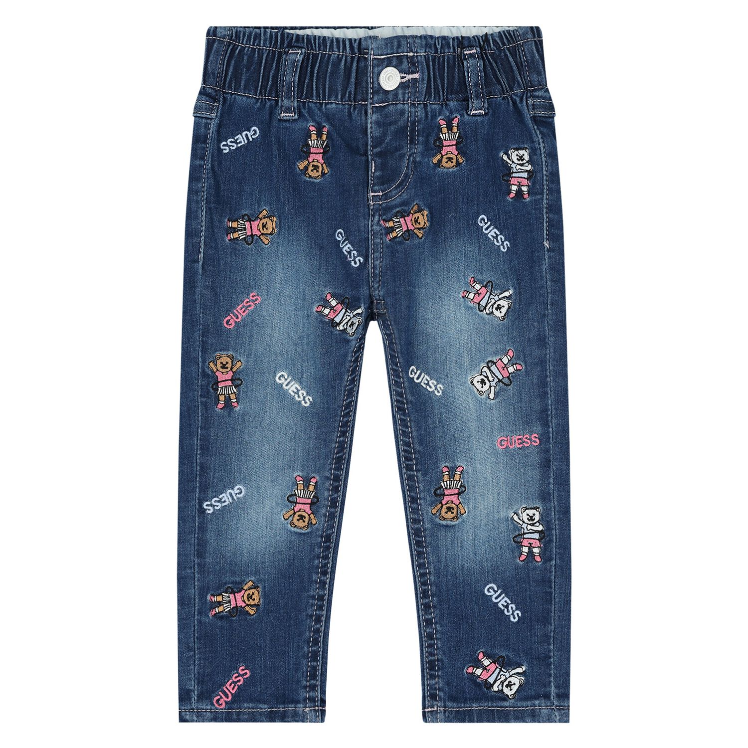 Younger Girls Blue Logo Teddy Bear Jeans, 1, hi-res