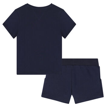 Girls Navy Logo Short Set