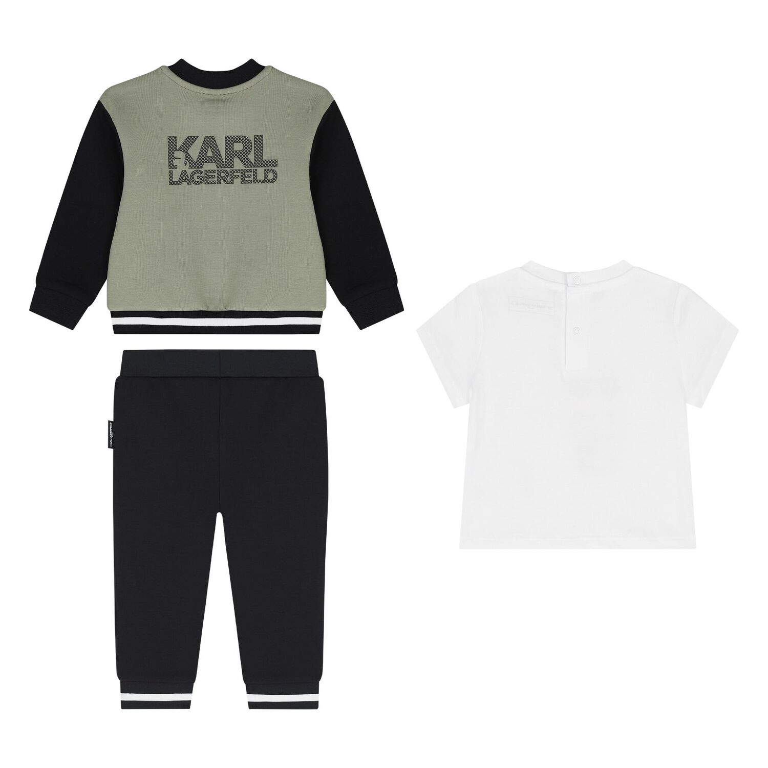 Younger Boys Green & Black Ikonik Karl Tracksuit Set, 1, hi-res