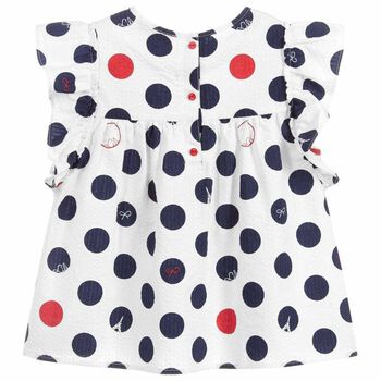 Girls White Polka-Dot Blouse