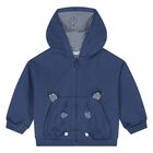 Younger Boys Blue Hooded Zip Up Top, 1, hi-res