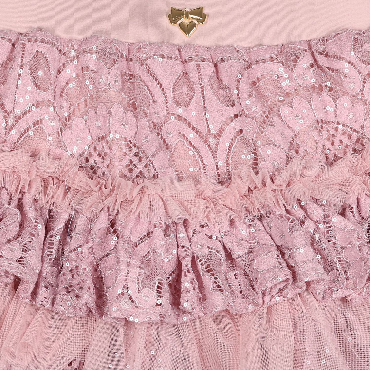 Girls Pink Lace Sequin Tiered Olivia Skirt, 2, hi-res