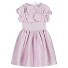 Girls Purple Logo Ruffled Dress, 1, hi-res
