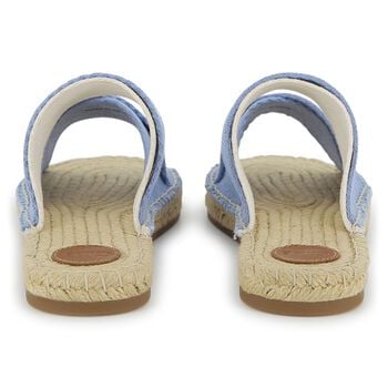 Girls Mini Me Blue & Beige Logo Sliders 