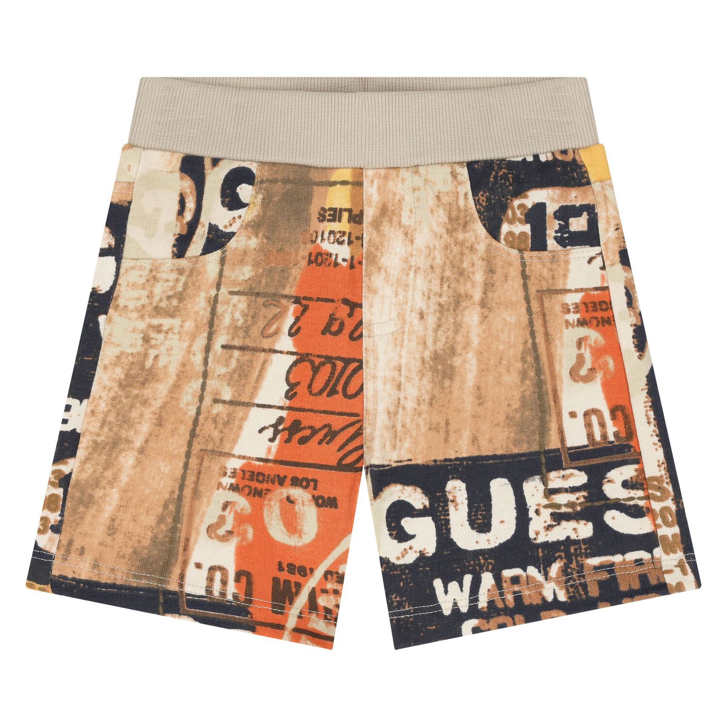 Younger Boys Orange & Beige Shorts Set, 1, hi-res
