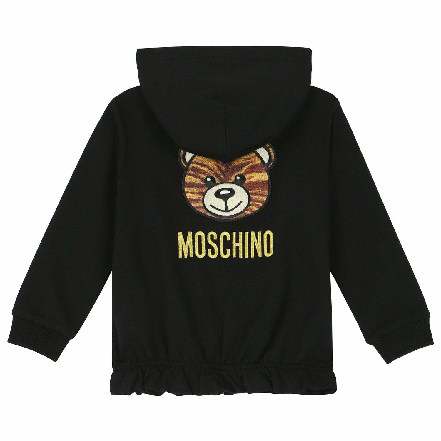 Younger Girls Black Zip Up Logo Top, 1, hi-res