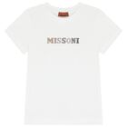 Girls White Logo T-Shirt, 1, hi-res