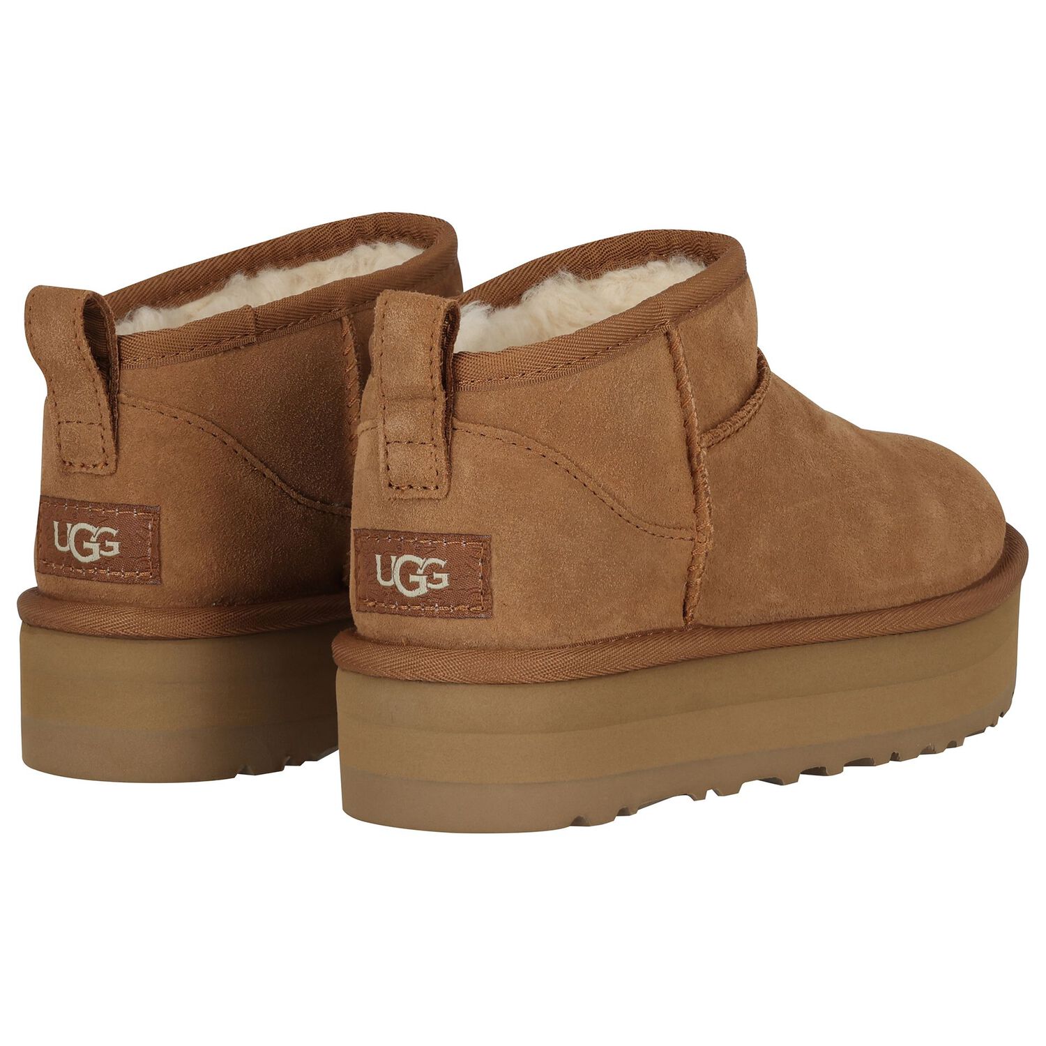 بوت بناتى من الجلد كلاسيكى قصير باللون الكستنائى, 2, hi-res