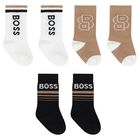 Younger Boys White, Beige & Black Socks ( 3-Pack ), 1, hi-res