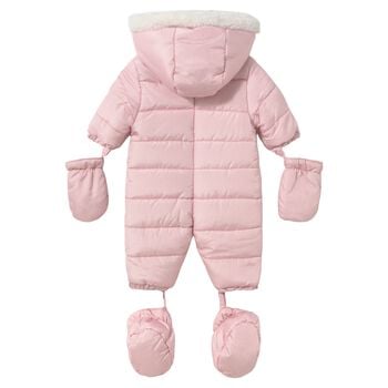 Baby Girls Pink Teddy Bear Baby Snowsuit