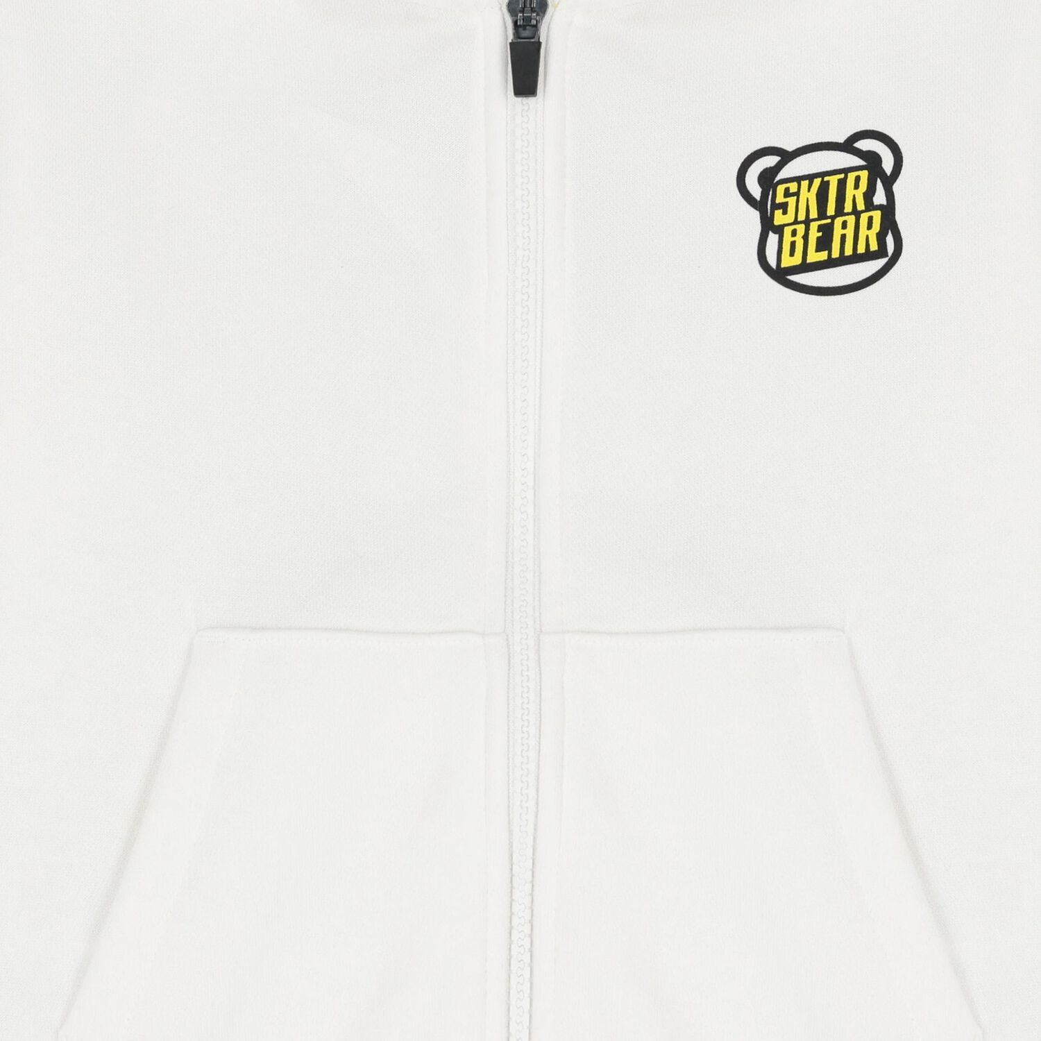 Boys Ivory Teddy Bear Hooded Zip Up Top, 1, hi-res