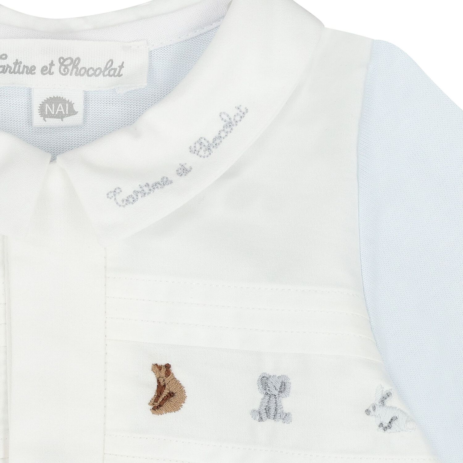Baby Boys White & Blue Logo Babygrow, 2, hi-res