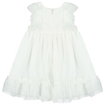 Baby Girls White Chiffon Bow Dress