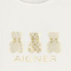 Younger Girls Ivory & Gold Teddy Bear Logo Long Sleeve Top , 1, hi-res