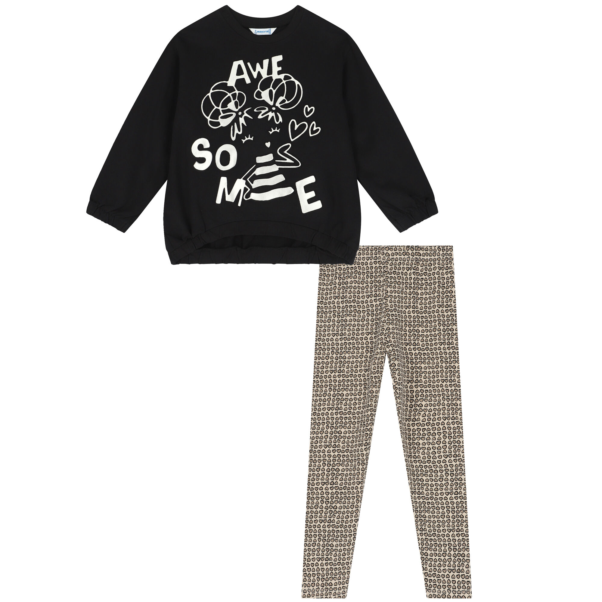 Mayoral Girls Black Beige Leggings Set Junior Couture Bahrain