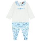 Baby Boys White & Blue Logo Zig Zag Babygrow Gift Set, 1, hi-res