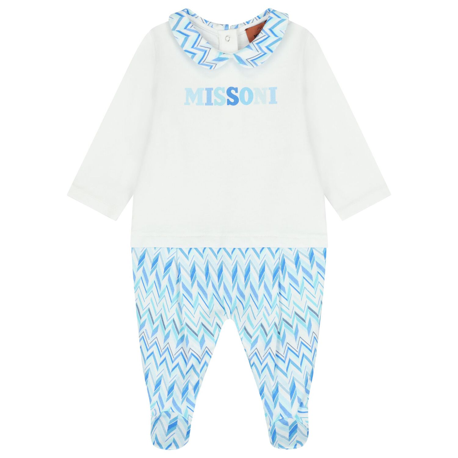 Baby Boys White & Blue Logo Zig Zag Babygrow Gift Set, 1, hi-res